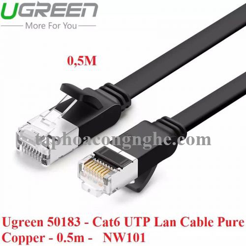 Ugreen 50183 0.5M màu Đen Cáp mạng LAN cat6 UTP dây dẹp NW101 30050183